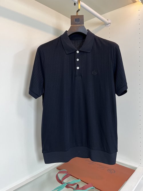 Loro Piana Elegant Striped Polo Shirt with Embroidered Chest Logo