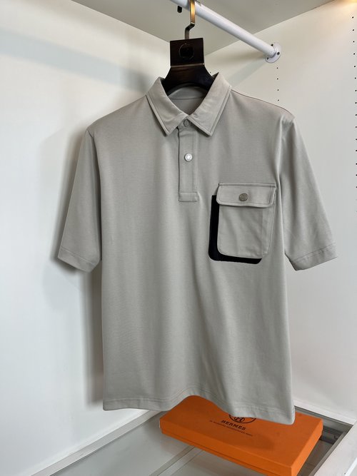 Hermes Micro Wide Collar Short Sleeve T-Shirt