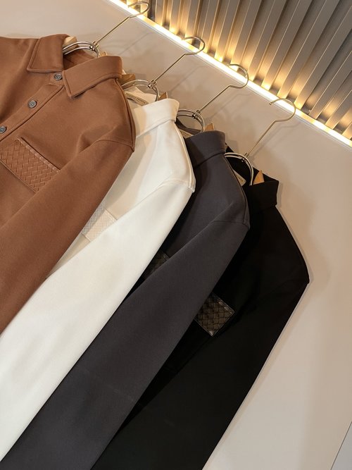 Bottega Veneta Solid Color Shirt with Leather Logo Design