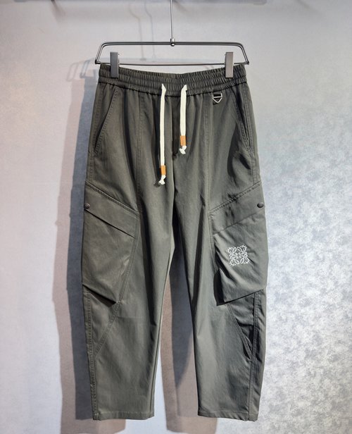 Loewe Straight Casual Pants with Utility Style and Logo Embroidery