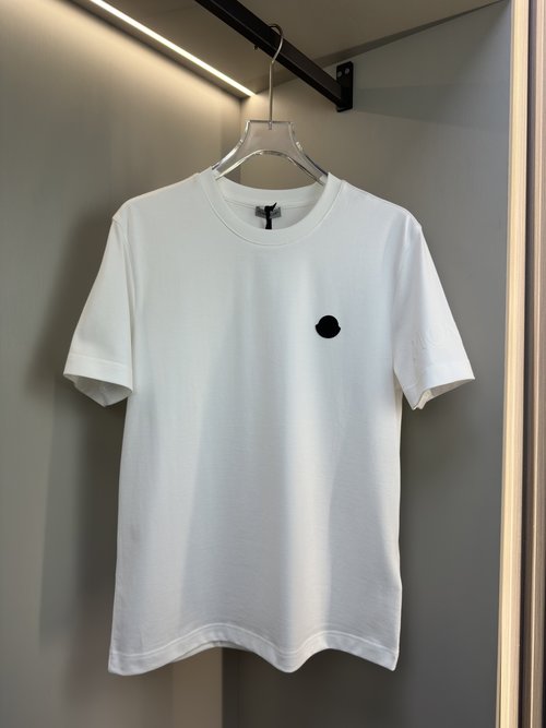 Moncler Short Sleeve T-Shirt with Silicone Logo and Velvet Flocking