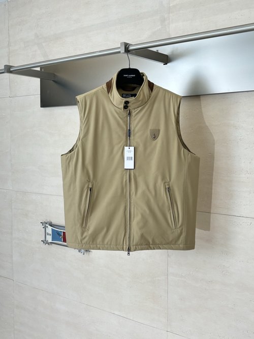 Yves Saint Laurent Polo Gabardine Down Sleeveless Zip Vest