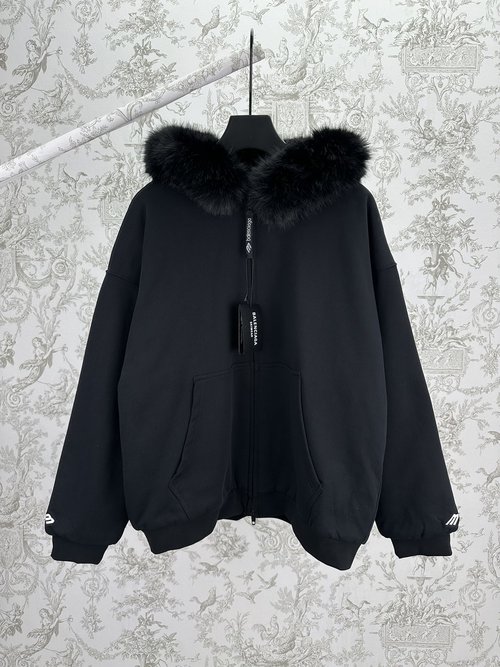 Fendi Zippered Hoodie with Faux Fur Interior