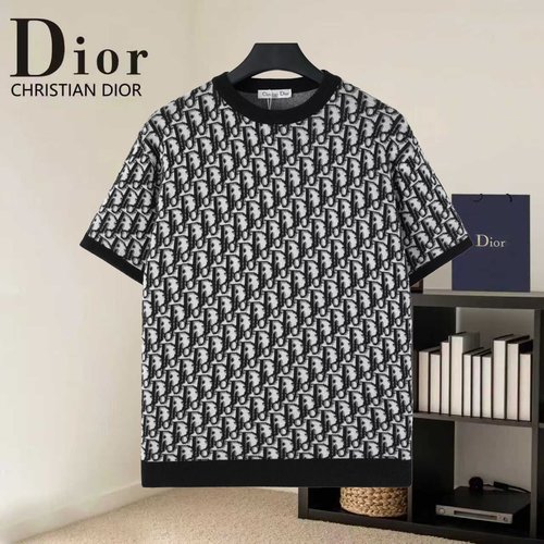Dior Cotton Jacquard Round Neck Short Sleeve T-Shirt