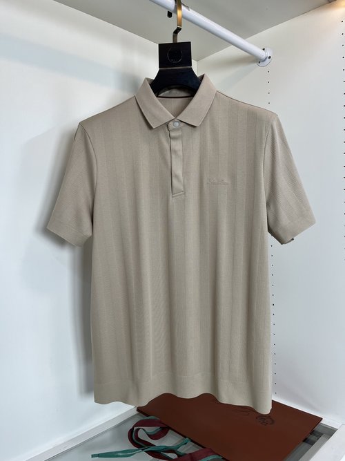 Loro Piana 120s Extra Long Staple Cotton Henley Short T-Shirt