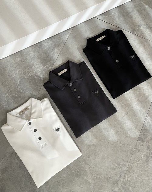 Bottega Veneta Solid Color High-Quality Polo Shirt with Logo