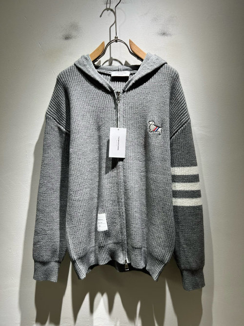 Thom Browne Soft Wool Cardigan with Logo and Stripes