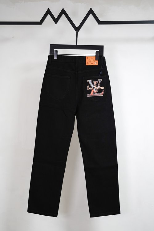 Louis Vuitton Cartoon Logo Print Straight Jeans with Soft Texture