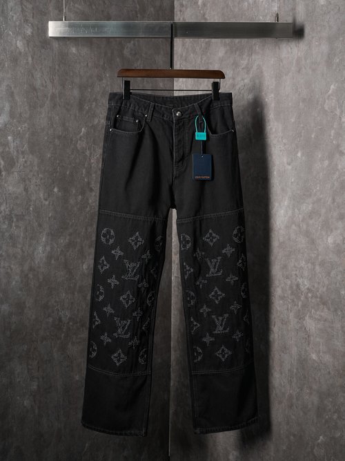 Louis Vuitton Laser-Burned Ripped Jeans with Luxury Details