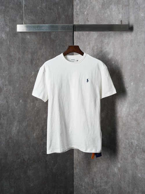 Polo Ralph Lauren Pure White Short Sleeve Shirt with Indigo Embroidered Pony