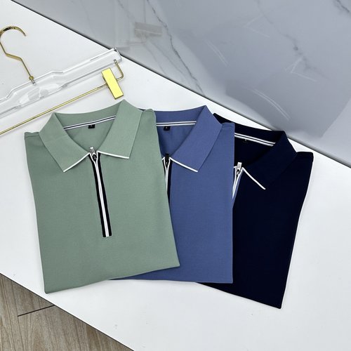 Armani Simple and Fashionable Zip-up Polo Shirt
