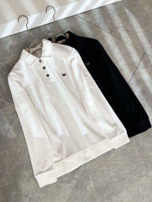Bottega Veneta Solid Color High-Quality Polo Shirt with Leather Logo