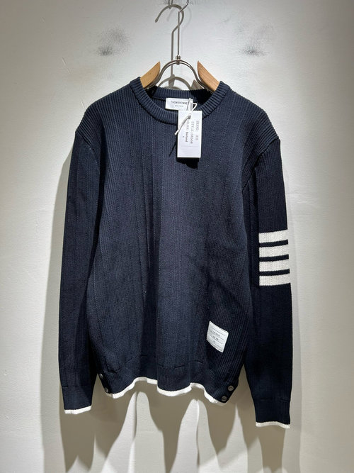 Thom Browne Soft Knit Wool Sweater with Classic Stripes