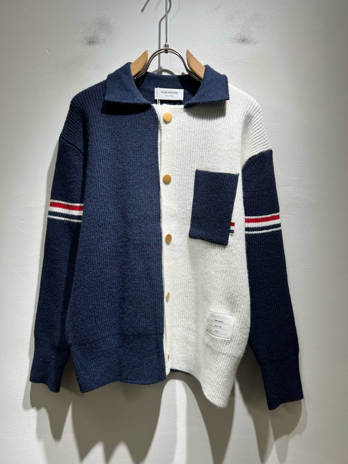Thom Browne Knitted Wool Sweater with Stripes and Fine Details