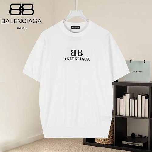 Balenciaga Double B Logo Knit Sweater in Black and White