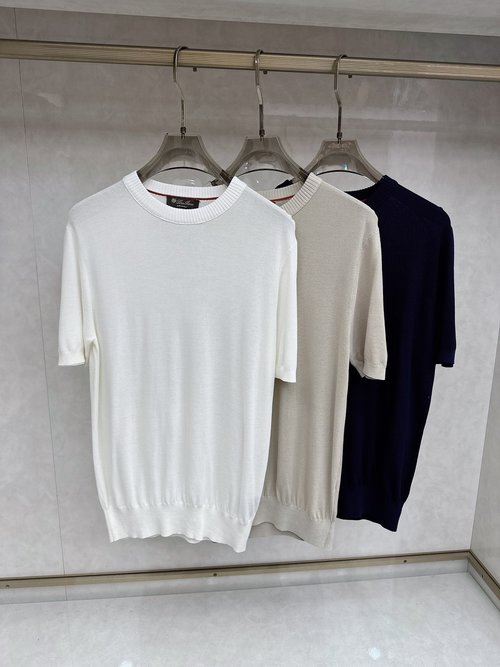 Loro Piana Solid Color Knit Short-Sleeve T-Shirt, Soft & Breathable