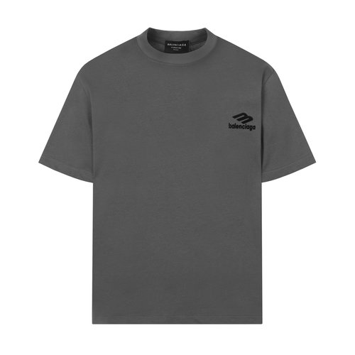 Balenciaga Custom Round Neck T-shirt with Engraved Flocking Embroidery