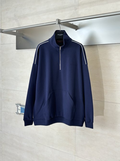 Gucci Embossed Logo Half-Zipper Sweatshirt with Stylish Design