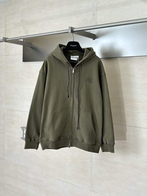 Prada Washed Hooded Zip-Up Jacket
