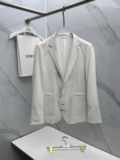 Dior Custom-Buttoned Linen Blend Suit Jacket