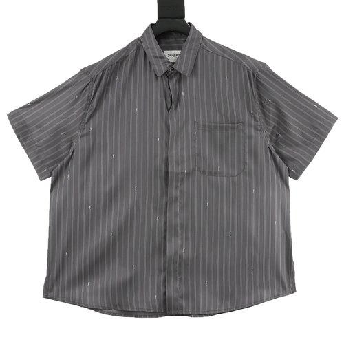 Yves Saint Laurent Vertical Striped Jacquard Short-Sleeve Shirt