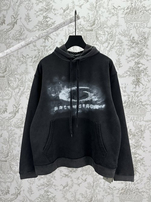 Balenciaga Washed Crayon Loop Hoodie with Artwork