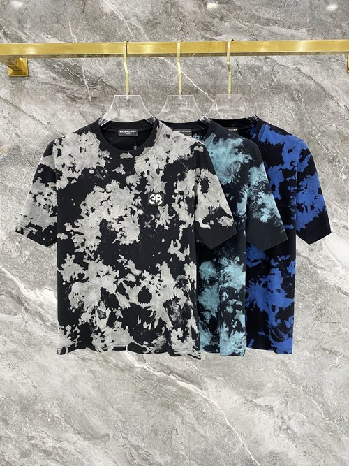 Balenciaga Combed Cotton Tie-dye Embroidered T-shirt