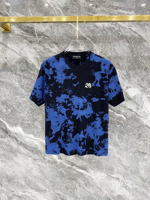 Balenciaga Combed Cotton Tie-dye Embroidered T-shirt