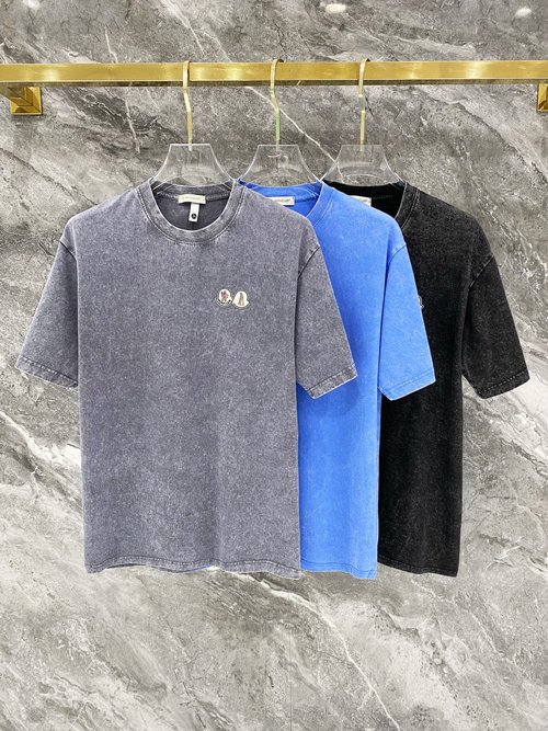 Moncler Washed 250g Cotton T-Shirt with Logo