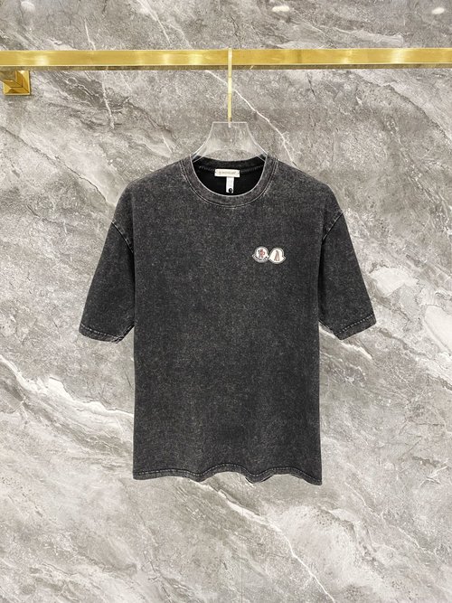 Moncler Washed 250g Cotton T-Shirt with Logo