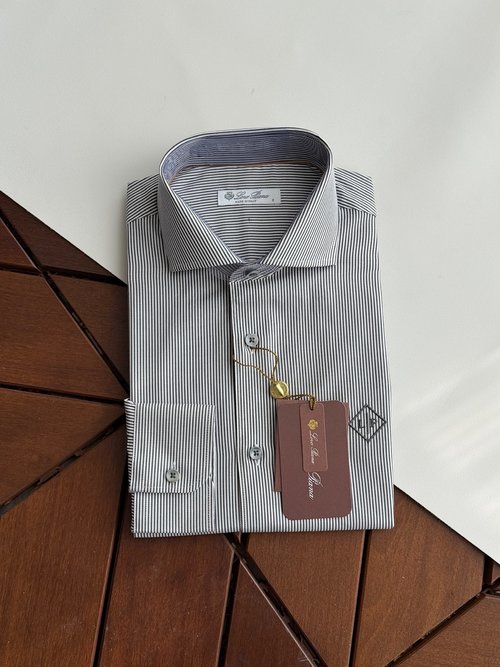 Prada Chic Black and White Striped Embroidered Shirt