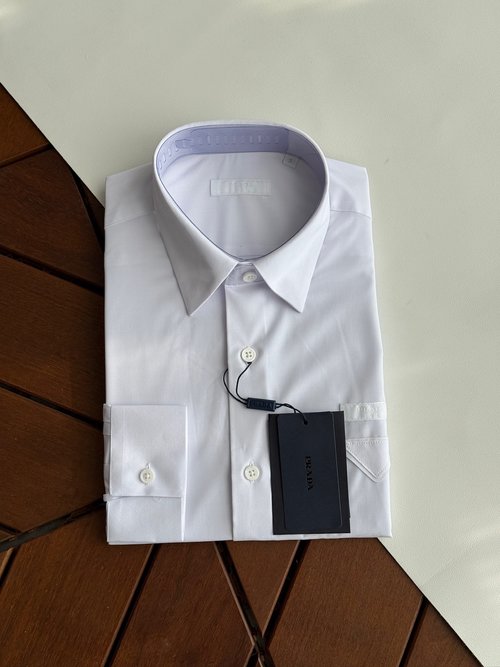 Prada White and Blue Spliced Shirt
