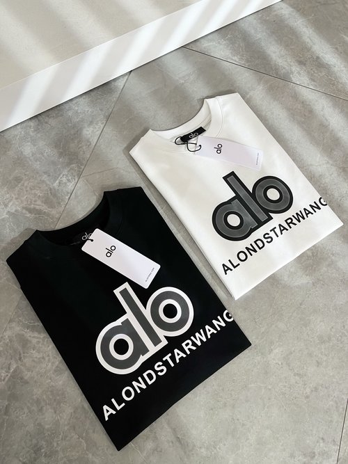 Alo Fashionable Premium Cotton Solid-Color Short-Sleeve T-Shirt