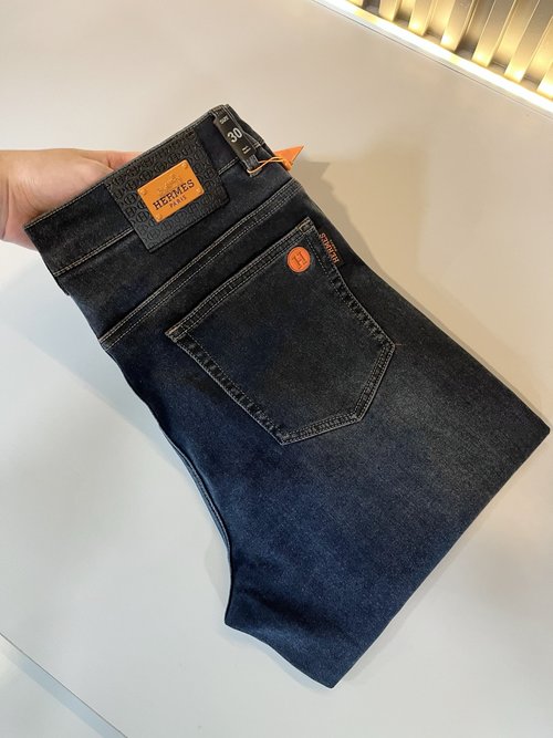 Hermes High - end Denim Straight - leg Jeans