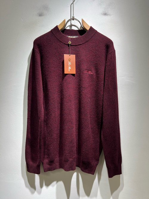 Loro Piana Breathable Knit Sweater Adorned with Logo Embroidery
