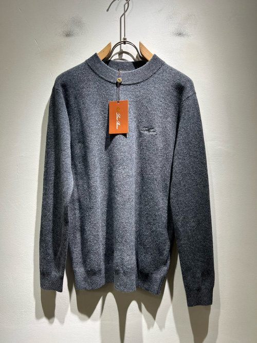 Loro Piana Breathable Knit Sweater Adorned with Logo Embroidery