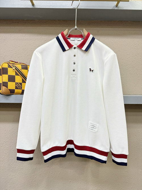 Thom Browne Classic Long - Sleeve Top with Logo, Soft and Versatile