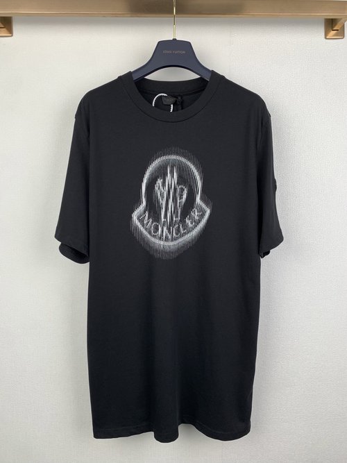 Moncler Blurry Logo Printed Cotton Short Sleeve T-Shirt