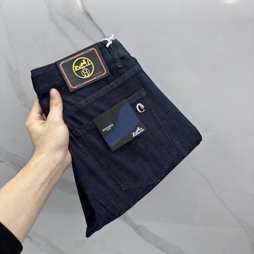 Hermes High-Quality Thin Jeans with Fine Workmanship