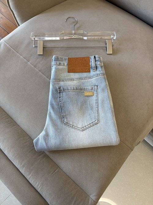 Fendi Soft Jeans with Leather Waist Tag, Classic Blue Wash