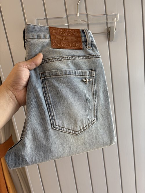 Fendi Soft Jeans with Leather Waist Tag, Classic Blue Wash