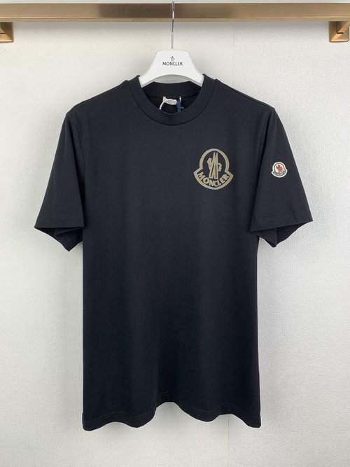 Moncler Combed Cotton Short Sleeve T-Shirt with Flocking, 240g Fabric