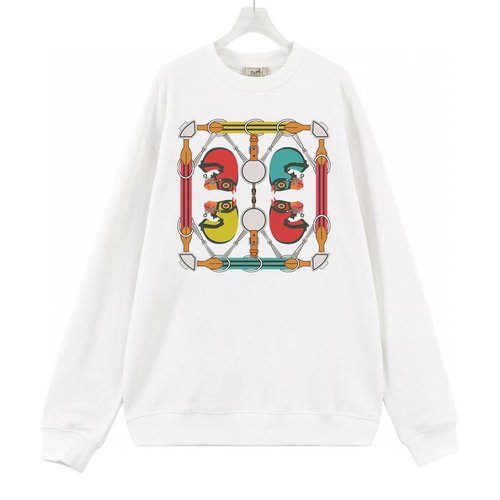 Hermes Custom Cotton Logo Printed Long Sleeve Sweatshirt