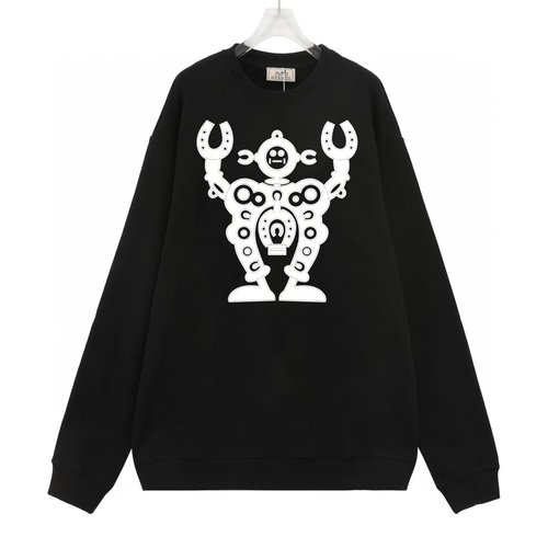 Hermes Custom Cotton Logo Printed Long Sleeve Sweatshirt