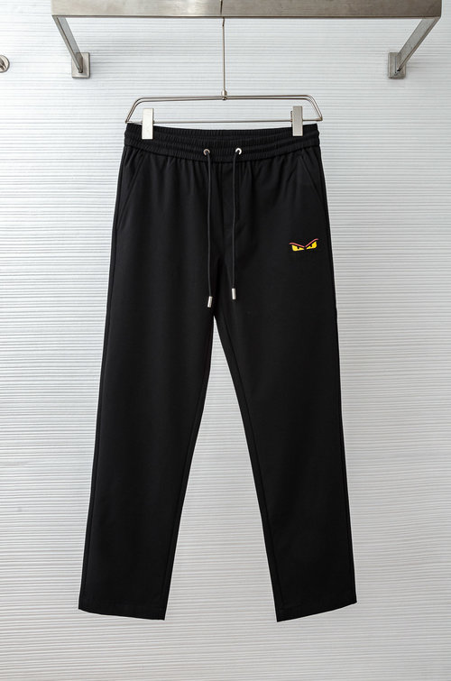 Dior Elastic Waist Straight - Leg Pants with Embroidered Logo