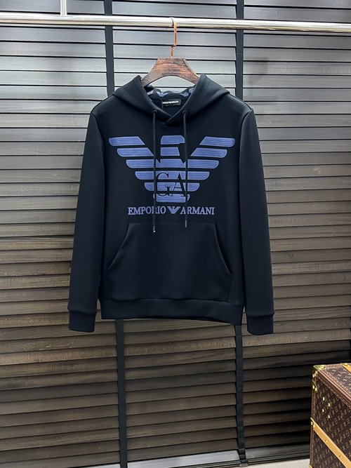 Armani Unisex Air Layer Hooded Sweatshirt with Pattern