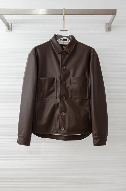 Loro Piana Simple and Stylish Imported PU Leather Jacket