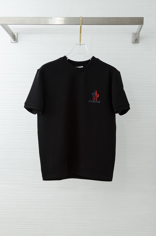 Moncler Space Cotton Logo Embroidered Round Neck T-Shirt