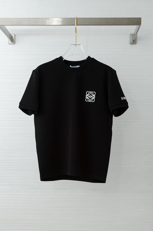 Loewe Space Cotton Logo Embroidered Round Neck T-Shirt