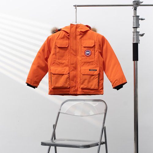 Canada Goose Kids Hooded Orange Down Jacket